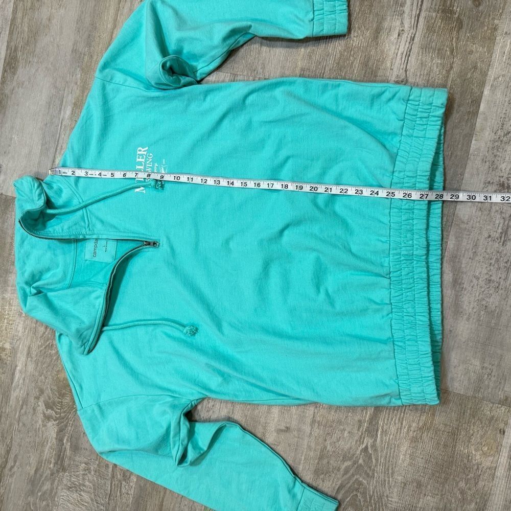 NWOT Camp, David Miller brewing Company, Teal, 3/4 zip pull over - Picture 3 of 10